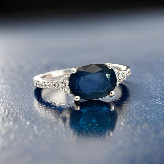 Natural Sapphire Diamond Ring Size 6.25 14k W Gold 2.86 TCW Certified $4,950 402666