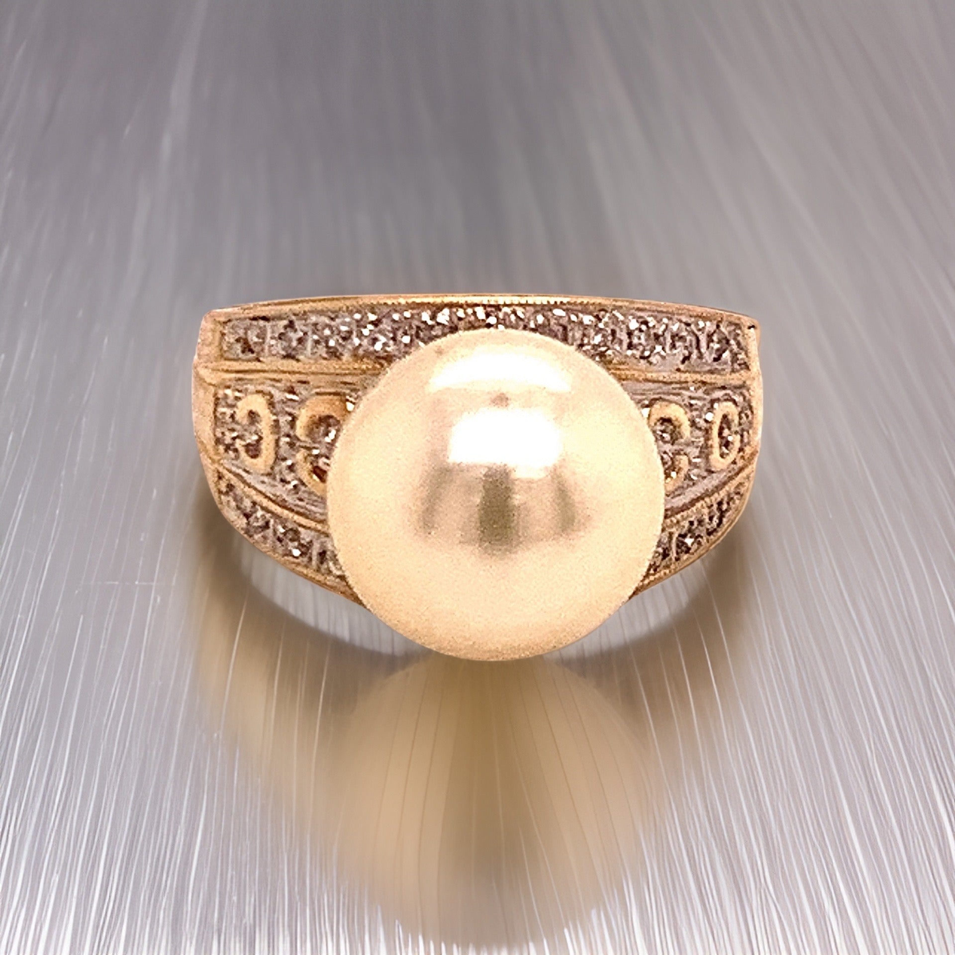 Natural South Sea Pearl Diamond Ring 7 14k Yellow Gold 0.14 CTs Certified $6,950 911035