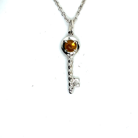 Tiffany & Co Estate Citrine Key Necklace 18" Silver By Paloma Picasso TIF464