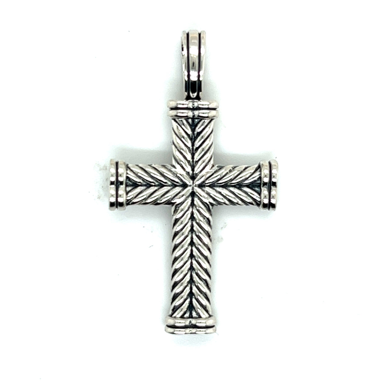 David Yurman Authentic Estate Chevron Silver Cross Pendant DY488