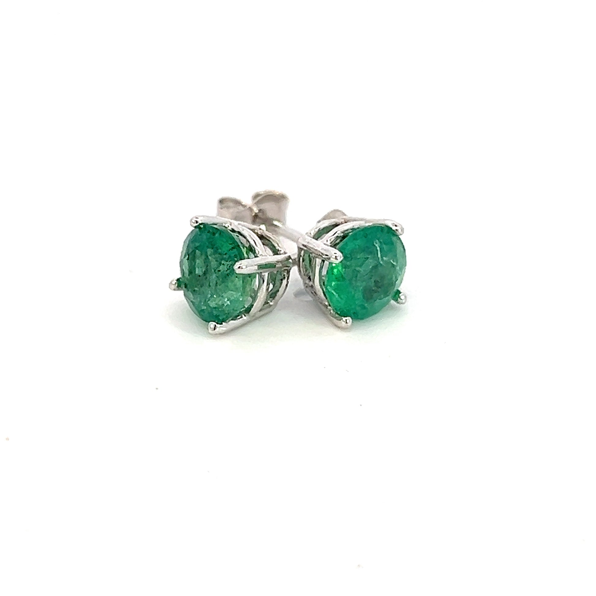 Natural Emerald Earrings 14k White Gold 1.71 TCW Certified $1,950 121156 - Certified Fine Jewelry