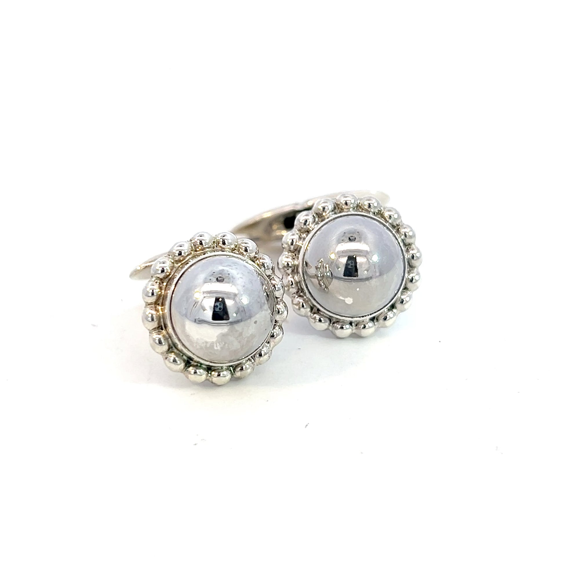 George Jensen Estate Round Beaded Mens Cufflinks Silver GJ24