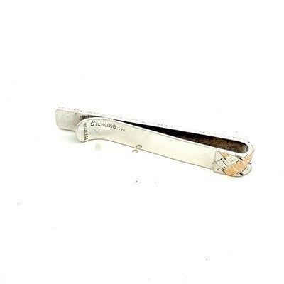 Tiffany & Co 925 Sterling Silver & 14K Gold Tie Bar /Money Clip TIF995
