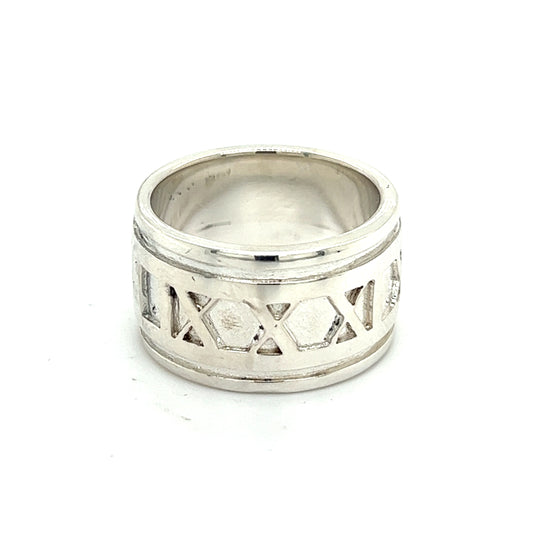 Tiffany & Co Estate Atlas Ring Size 4 Silver 11 mm TIF499 - Certified Fine Jewelry