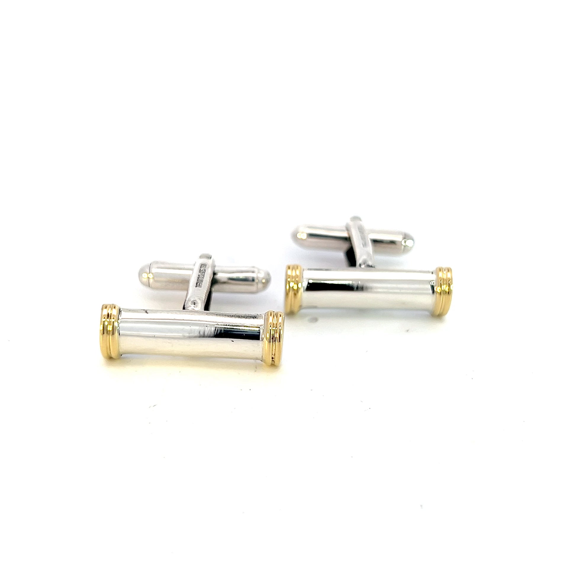 Tiffany & Co Estate Cufflinks 18k Gold Sterling Silver TIF613 - Certified Fine Jewelry