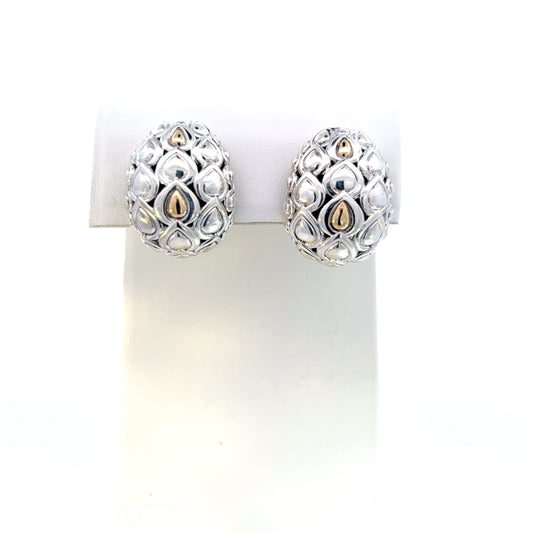 John Hardy Estate Earrings Sterling Silver 14k Y Gold JH73 - Certified Fine Jewelry
