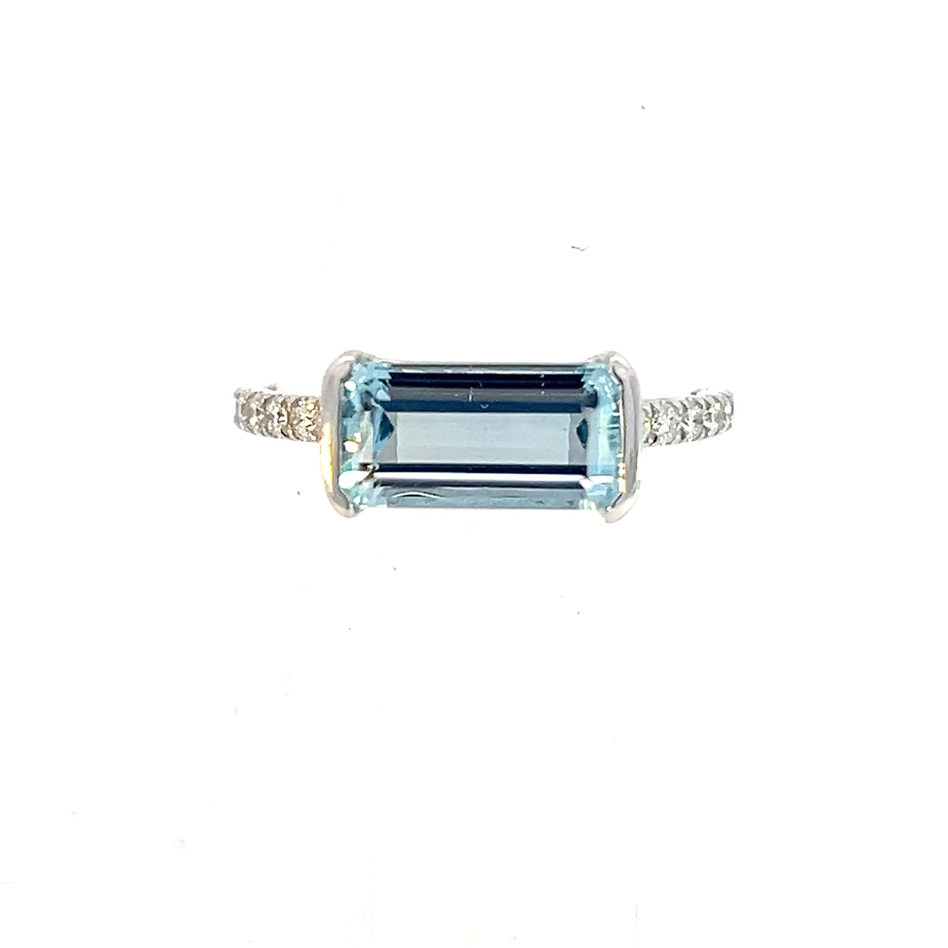 Natural Aquamarine Diamond Ring 6.75 14k W Gold 2.24 TCW Certified $3,950 310651