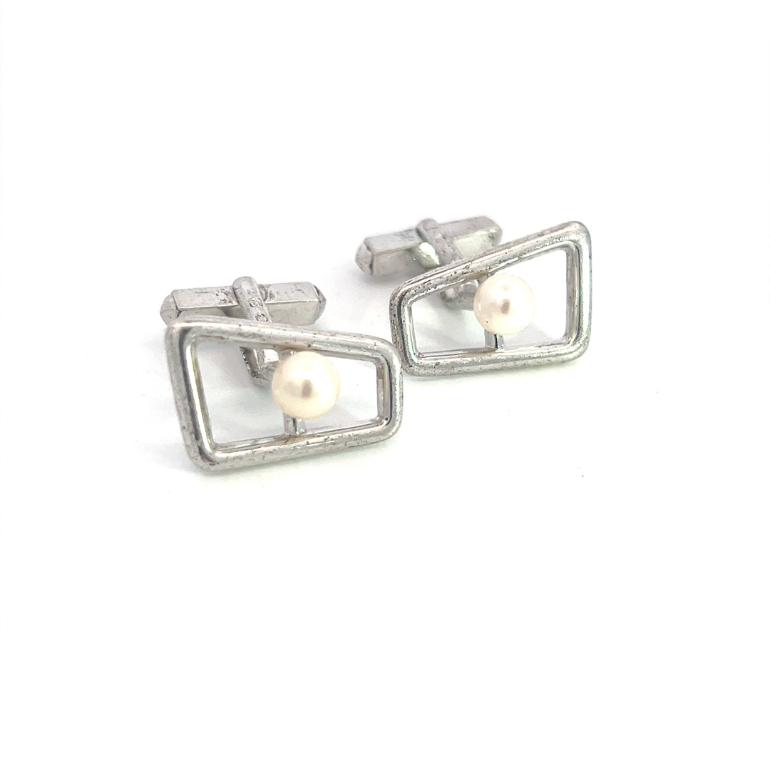 Mikimoto Estate Akoya Pearl Cufflinks Sterling Silver 6 mm M387