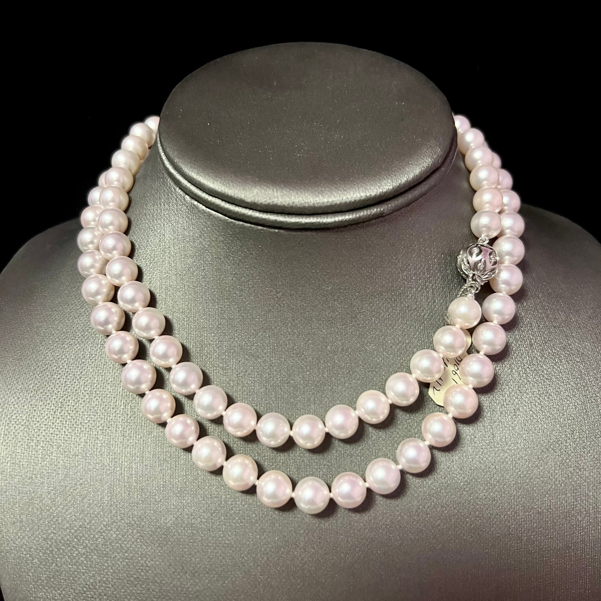 Akoya Pearl Diamond Necklace 30" 18k W Gold 8.50 mm Certified $5,975 311640