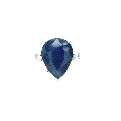 Natural Sapphire Diamond Ring Size 6.5 14k W Gold 17.73 TCW Certified $3,590 217843