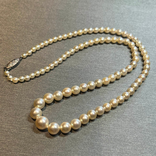 Mikimoto Estate Akoya Pearl Necklace 18" Silver 3.5 - 8.25 mm M359 - Certified Fine Jewelry