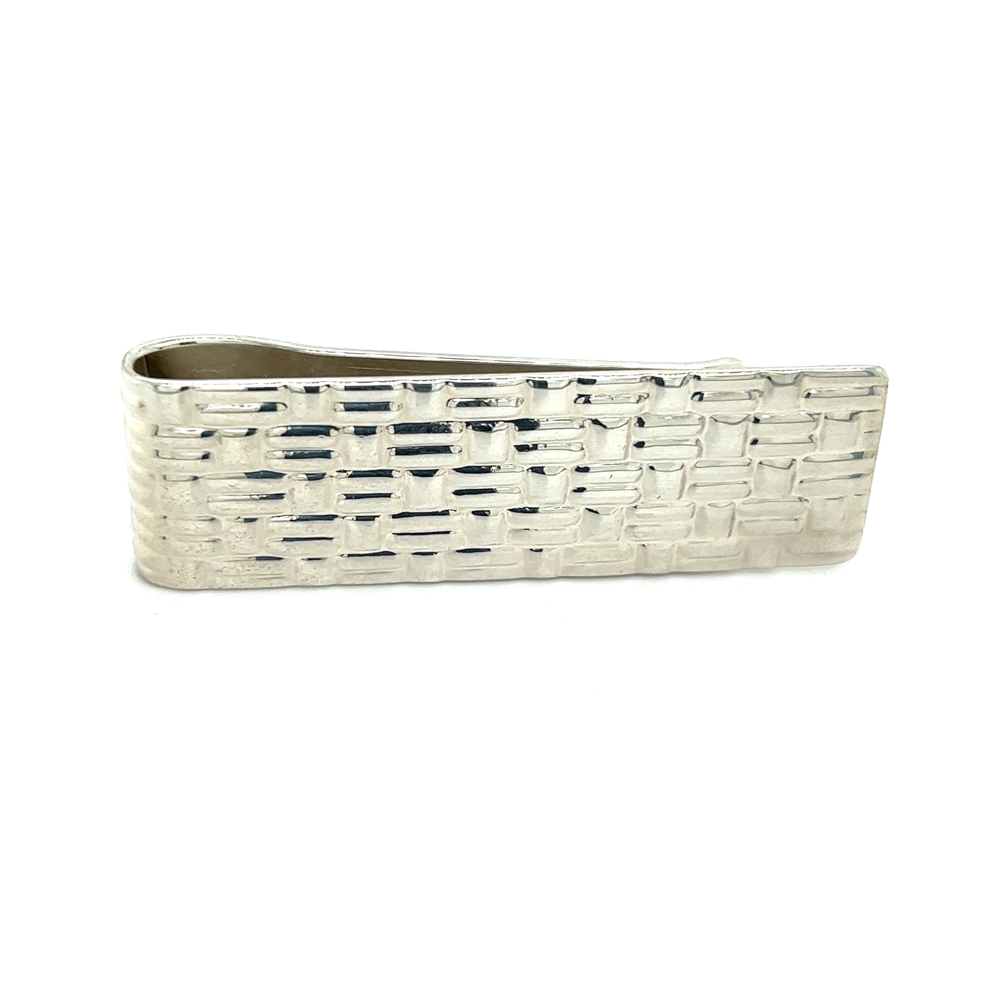 Tiffany & Co Estate Basket Weave Pattern Money Clip Silver TIF492