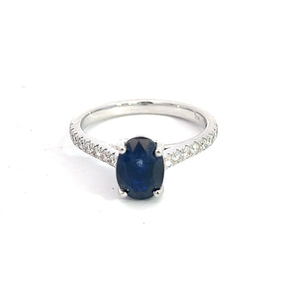 Natural Sapphire Diamond Ring 6.5 14k W Gold 2.35 TCW Certified $3,950 310589