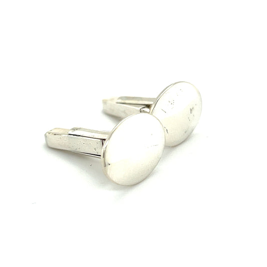 Bulgari Bvlgari Estate Engraveable Mens Cufflinks Sterling Silver B3 - Certified Fine Jewelry