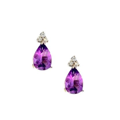 Natural Amethyst Diamond Earrings 14k W Gold 3.62 TCW Certified $2,950 210753