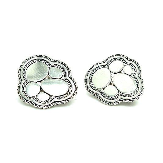 John Hardy Estate Kali Pebble Omega Back Earrings Silver JH60 - Certified Fine Jewelry