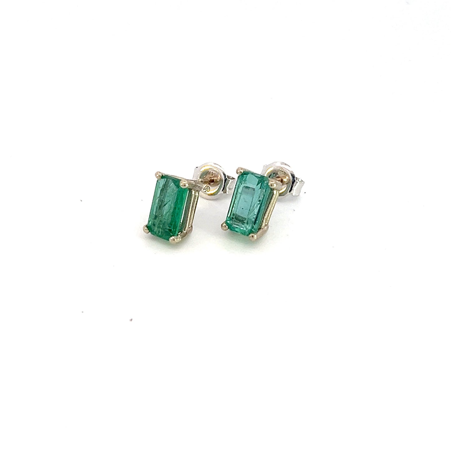 Natural Emerald Stud Earrings 14k White Gold 1.25 Cts Certified $3,490 215625