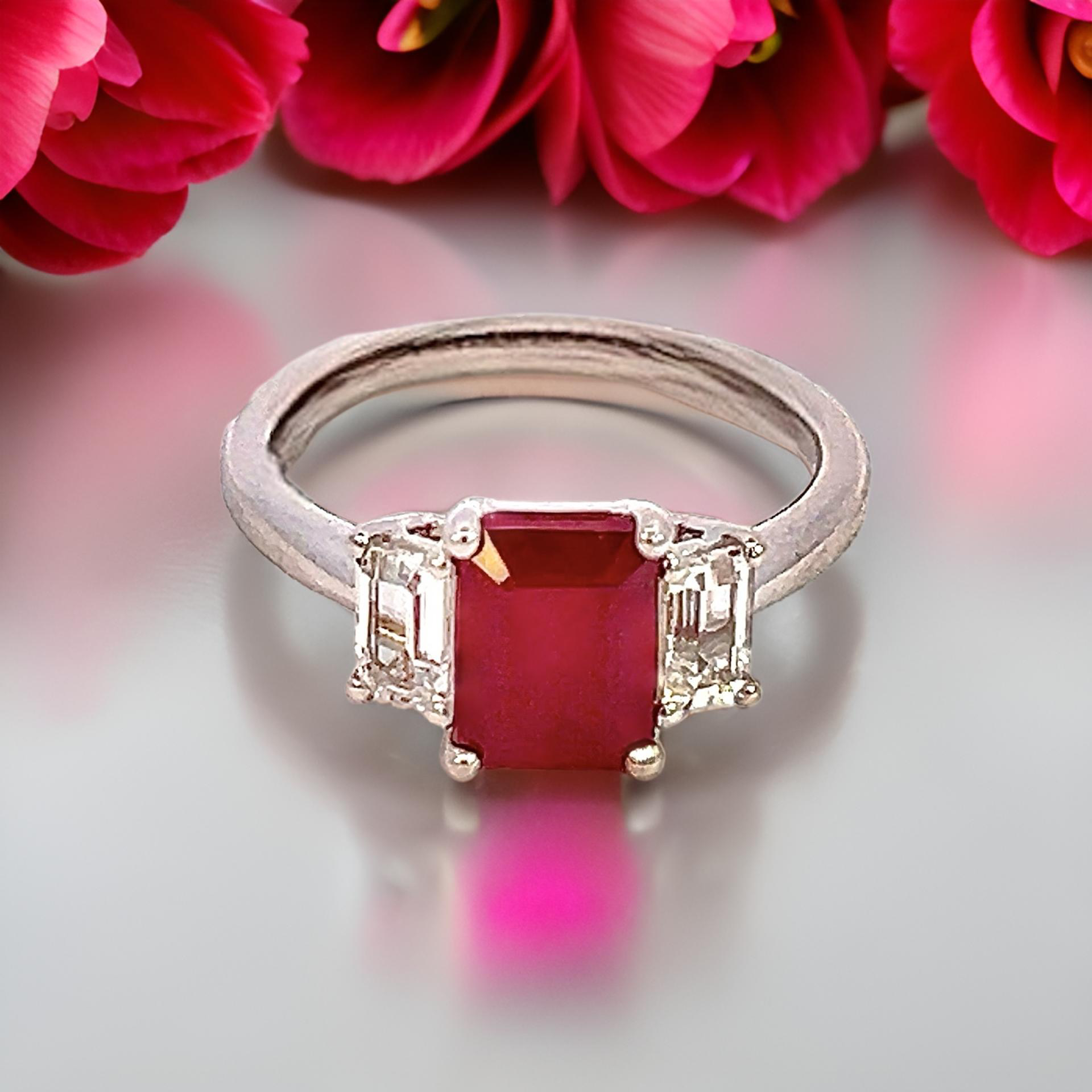 Natural Ruby Sapphire Ring Size 6.5 14k W Gold 2.56 TCW Certified $3,950 310637