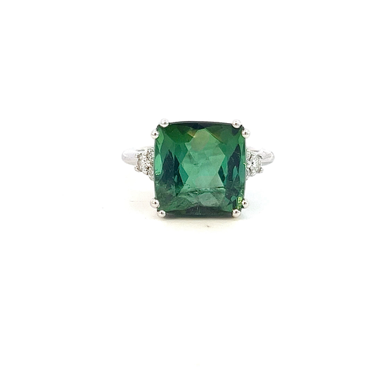 Natural Tourmaline Diamond Ring 7 14k WG 8.27 TCW Certified $5,950 311035 - Certified Fine Jewelry