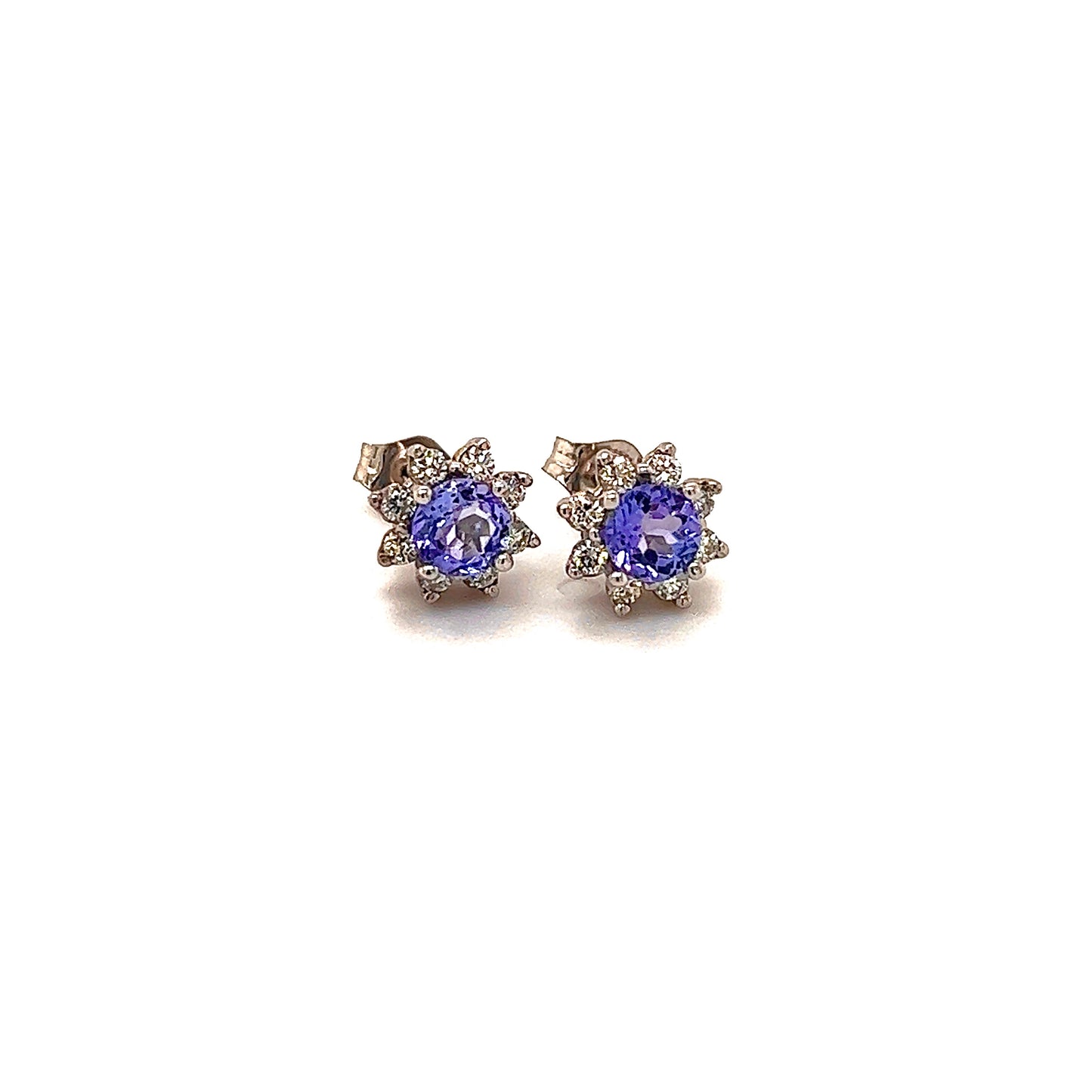 Natural Sapphire Diamond Halo Stud Earrings 14k WG 1.02 TCW Certified $3,950 121427 - Certified Fine Jewelry
