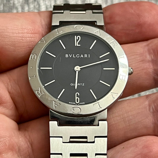 Bvlgari Estate Sapphire Crystal Quartz Watch Stainless Steel 38 mm B12