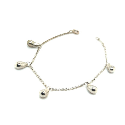 Tiffany & Co Estate Tear Drop Bracelet 7" Silver By Elsa Peritte TIF484 - Certified Fine Jewelry