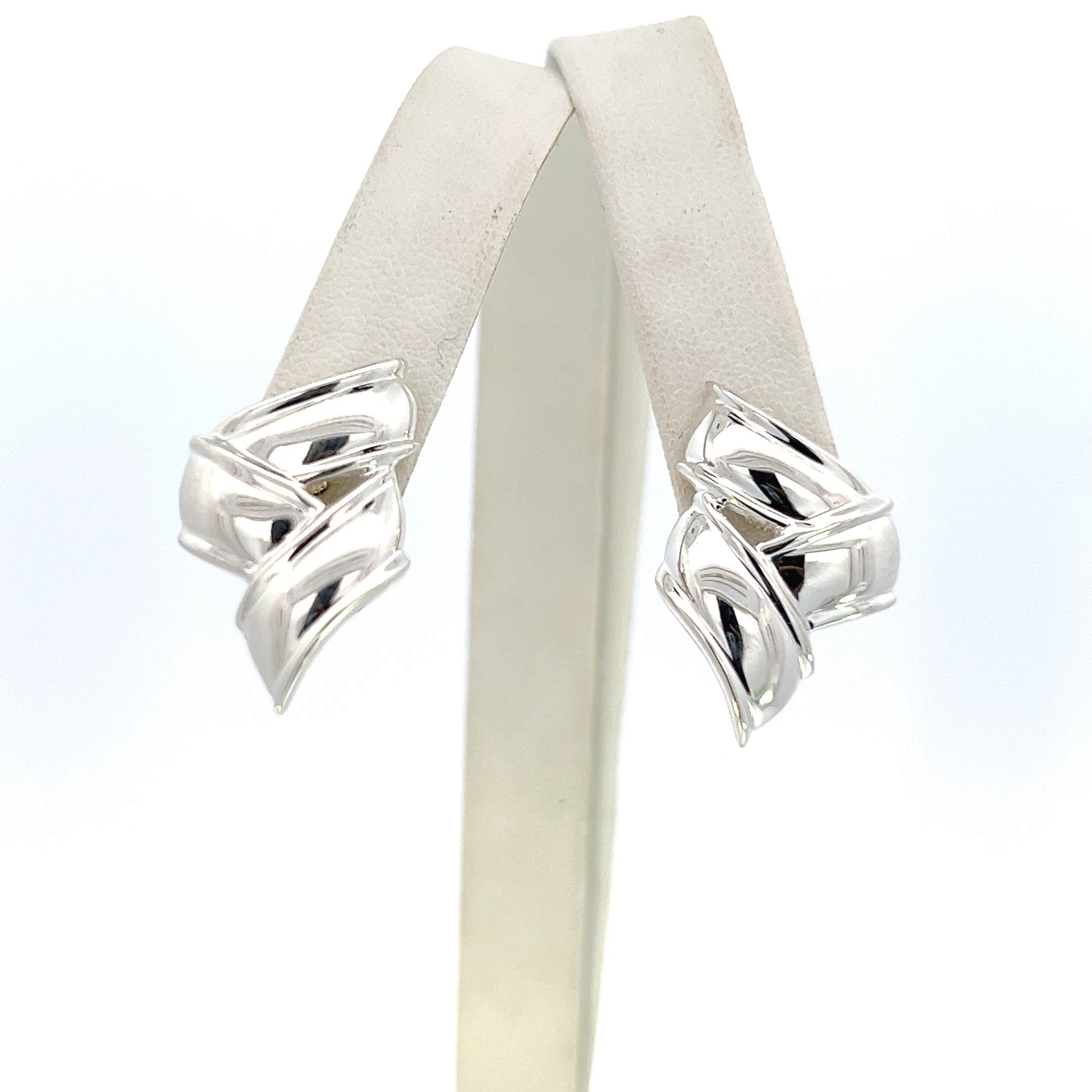 Tiffany & Co Estate Three Ribbon Clip-on Earrings Sterling Silver TIF520