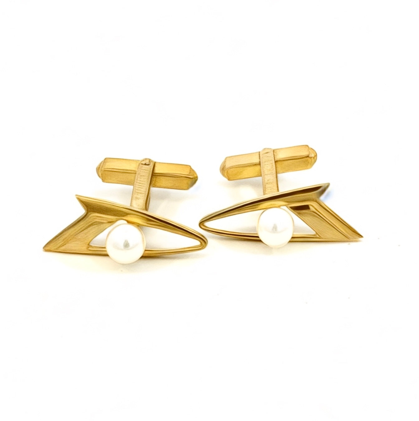 Mikimoto Estate Akoya Pearl Cufflinks Overlay 14k Gold 6 mm M419