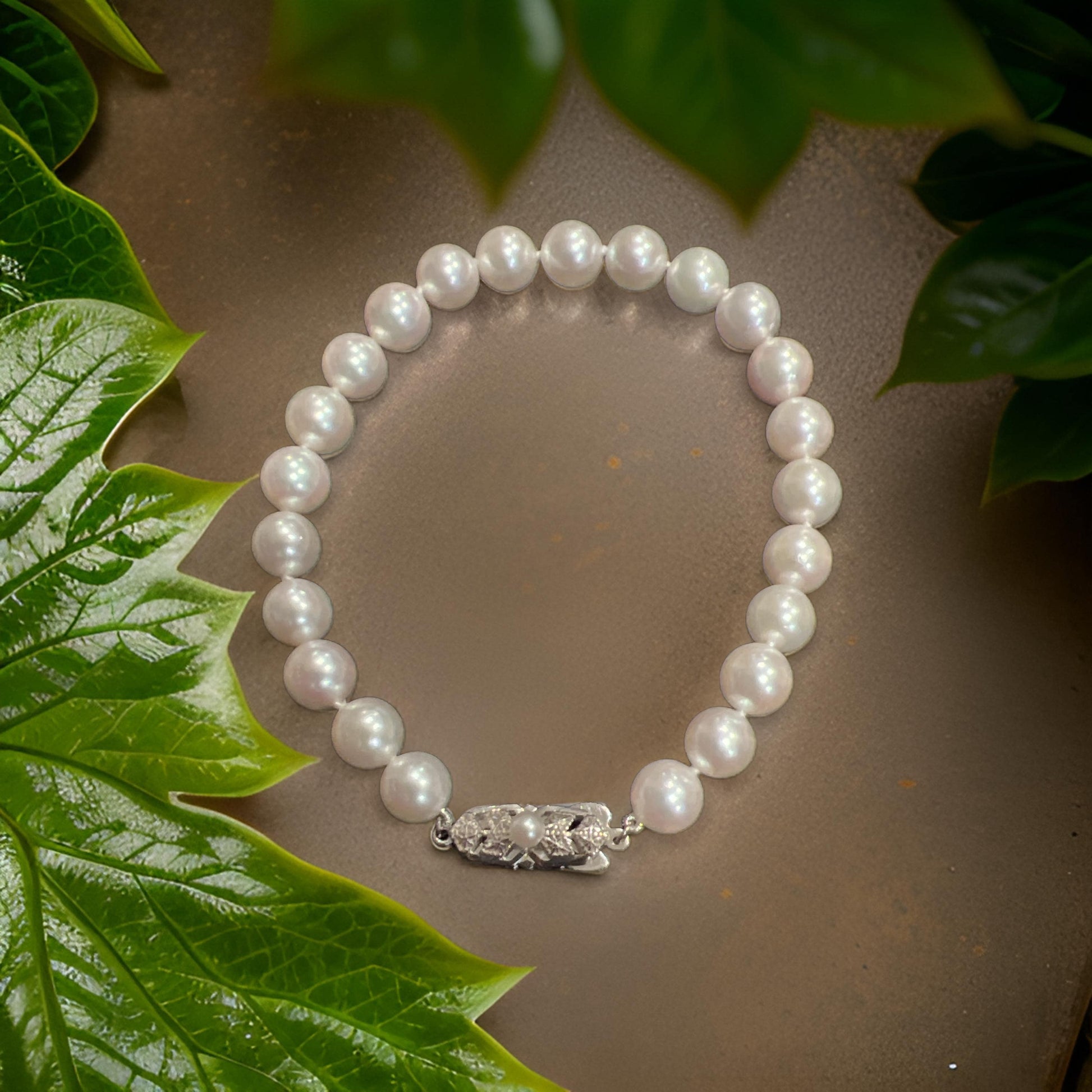 Mikimoto Estate Akoya Pearl Bracelet 8" Silver 7.5-8 mm M406