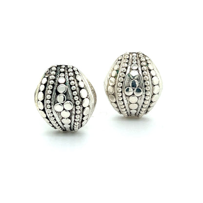 John Hardy Estate Jaisalmer Domed Dot Omega Back Earrings Silver JH62 - Certified Fine Jewelry