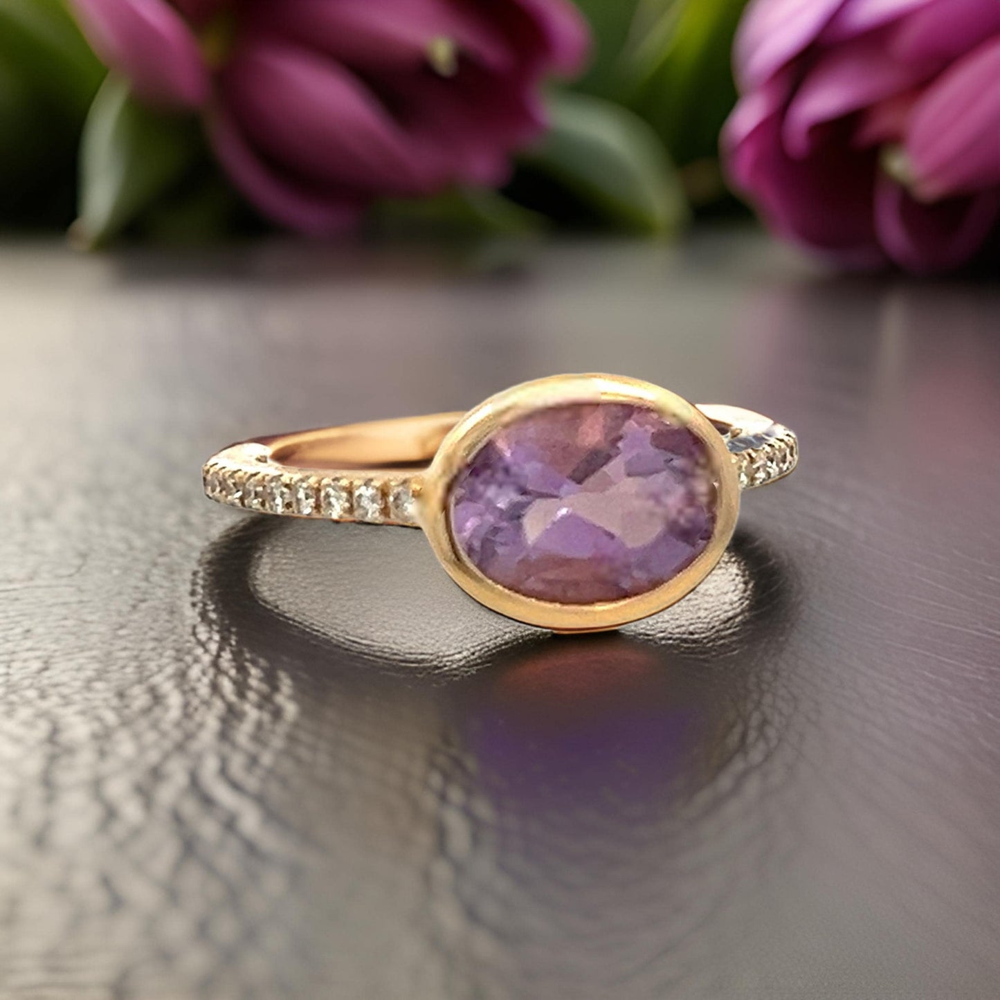 Natural Amethyst Diamond Ring Size 6.5 14k Y Gold 1.87 TCW Certified $2,690 221292