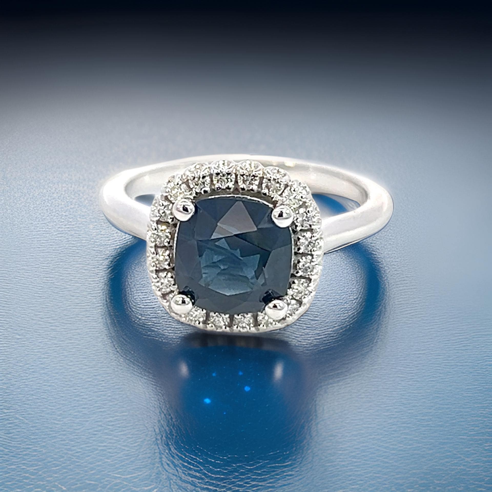 Natural Sapphire Diamond Ring Size 6.5 14k White Gold 2.25 Certified $3,950 311702