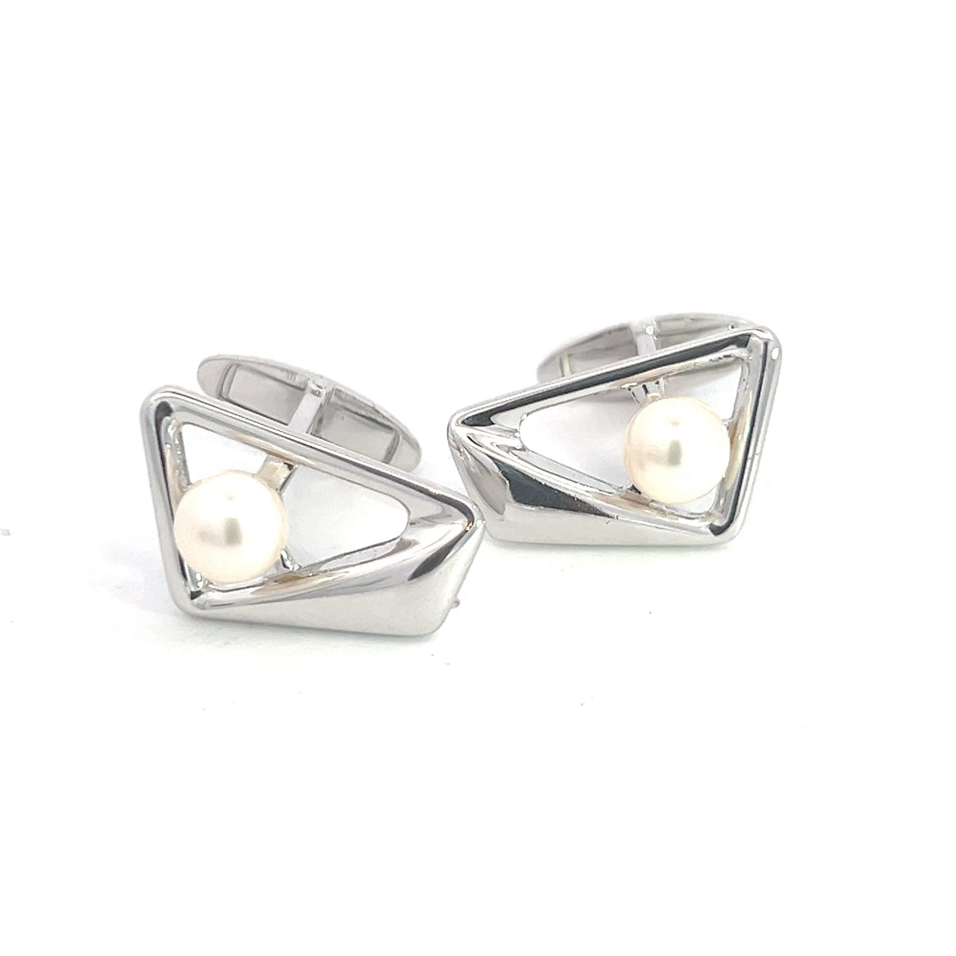 Mikimoto Estate Akoya Pearl Cufflinks Sterling Silver 6.85 mm M388