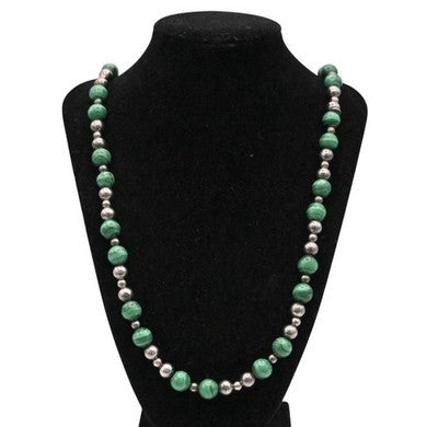 TIFFANY & CO MALACHITE BEADED TOGGLE NECKLACE STERLING SILVER TIF991
