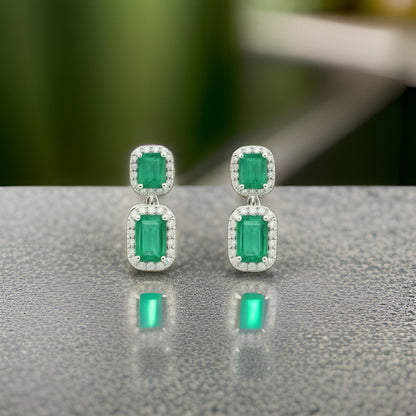 Natural Emerald Diamond Earrings 14k Gold 3.48 TCW Certified $7,950 310551