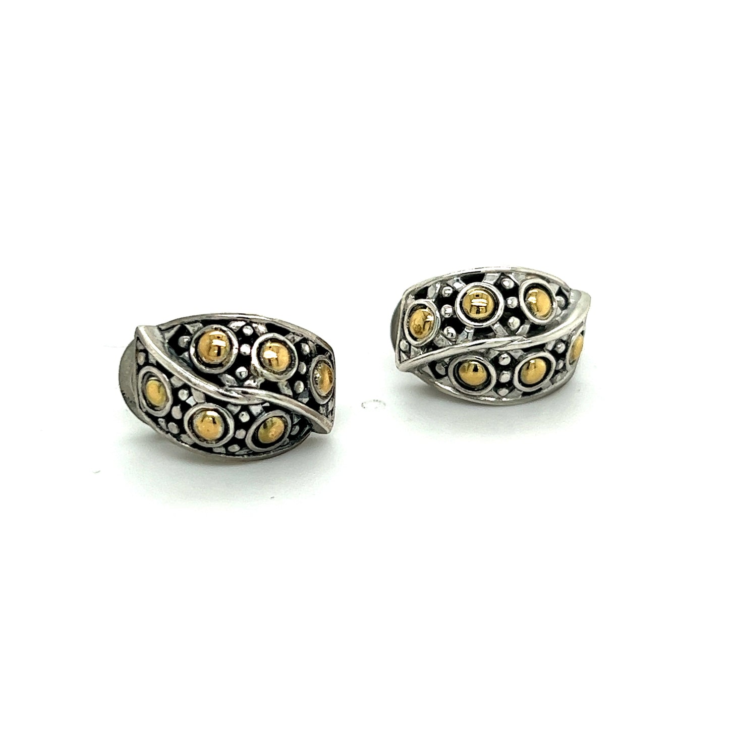 John Hardy Authentic Estate Jaisalmer Belly Earrings With Omega Back 18k G Sterling Silver JH42 - Certified Fine Jewelry