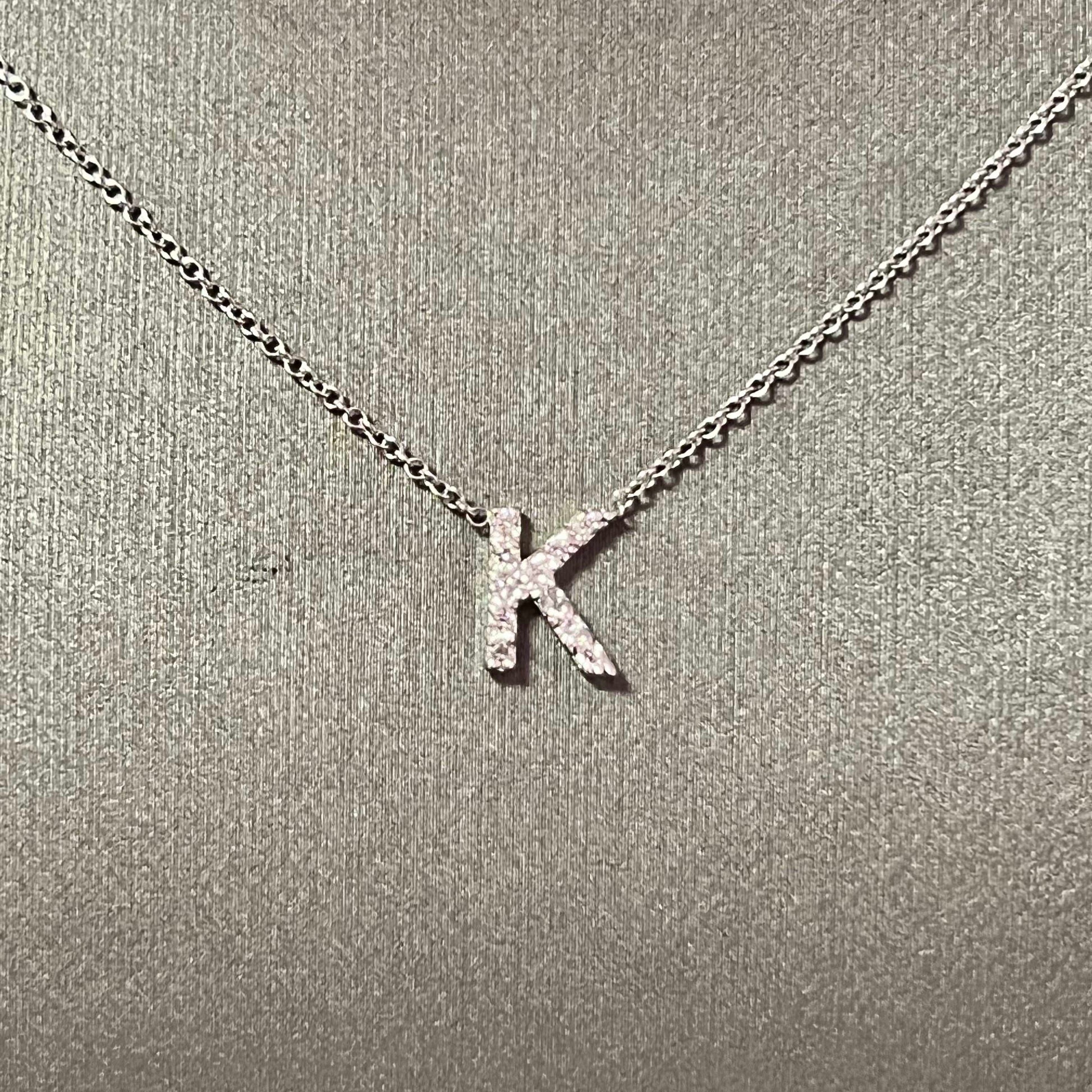 Diamond Letter "K" Pendant Necklace 18" 14k Gold 0.14 TCW Certified $1,950 121275 - Certified Fine Jewelry