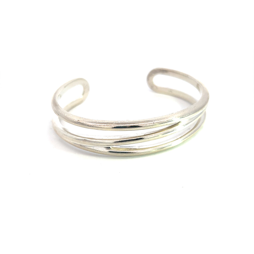 Tiffany & Co Estate Silver Coil Cuff Bracelet 6" 14.5 mm Height TIF660