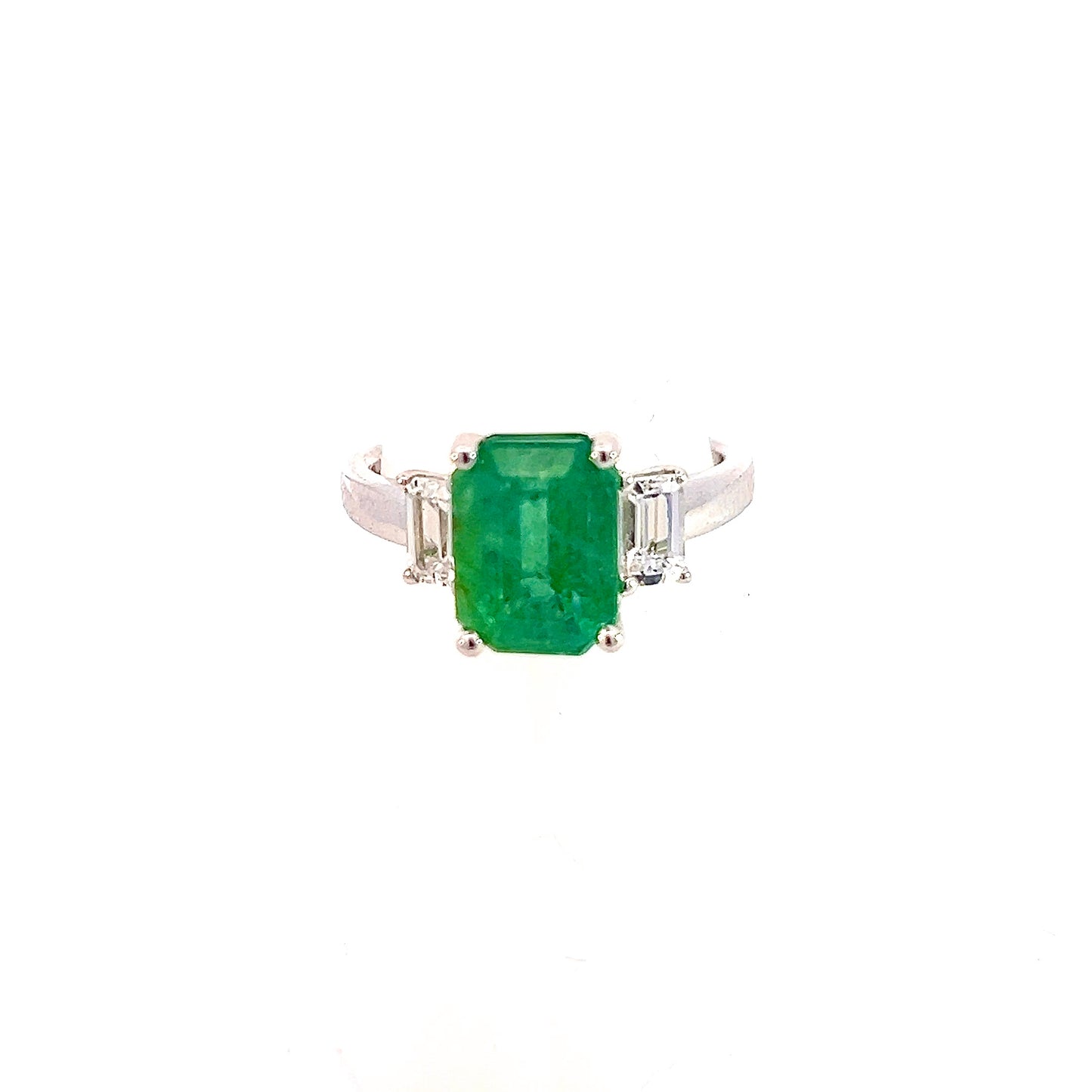 Natural Emerald Sapphire Ring 6.25 14k White Gold 3.49 TCW Certified $4,970 310641