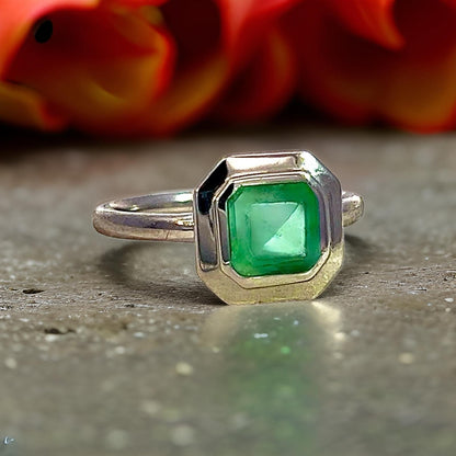 Natural Solitaire Colombian Emerald Ring 6.5 14k W Gold 1.35 Cts Certified $3,950 310576