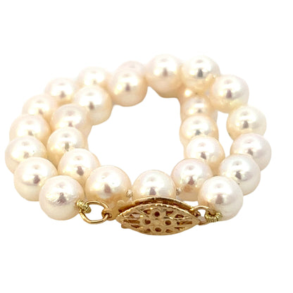 Akoya Pearl Bracelet 7" Size 14k Yellow Gold 6 mm Certified $599 311633