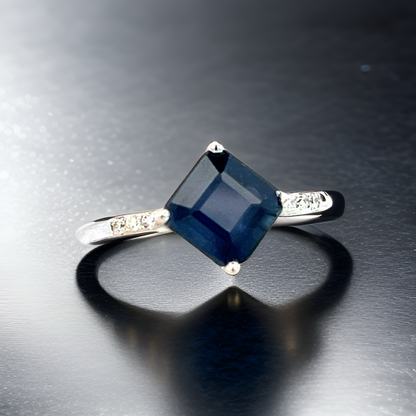 Natural Sapphire Diamond Ring 6.25 14k WG 2.24 TCW Certified $3,950 310591