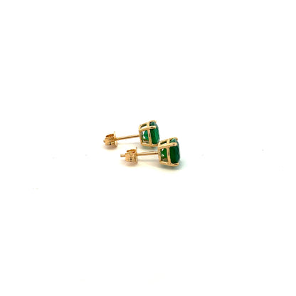 Natural Emerald Stud Earrings 14k Yellow Gold 1.63 Carats Certified $3,590 210741