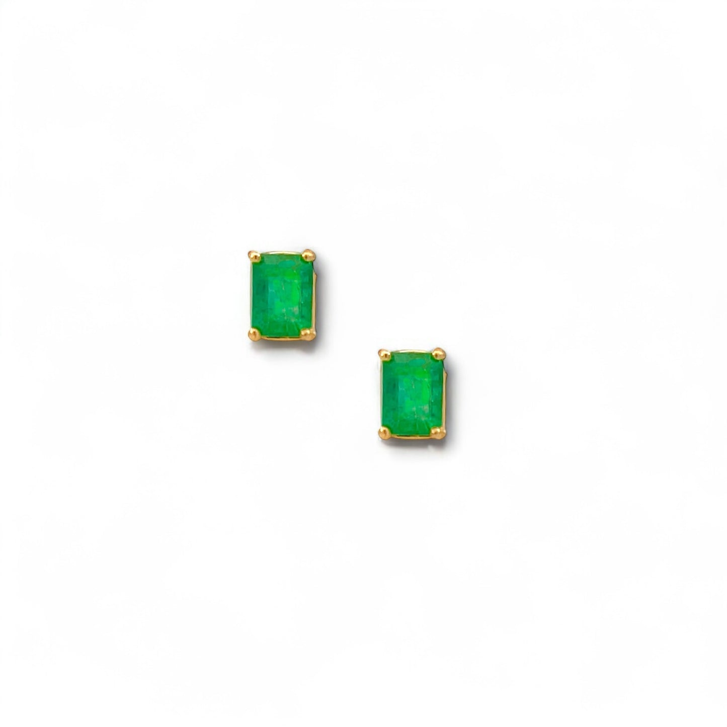 Natural Emerald Stud Earrings 14k Yellow Gold 1.70 TCW Certified $3,490 215623