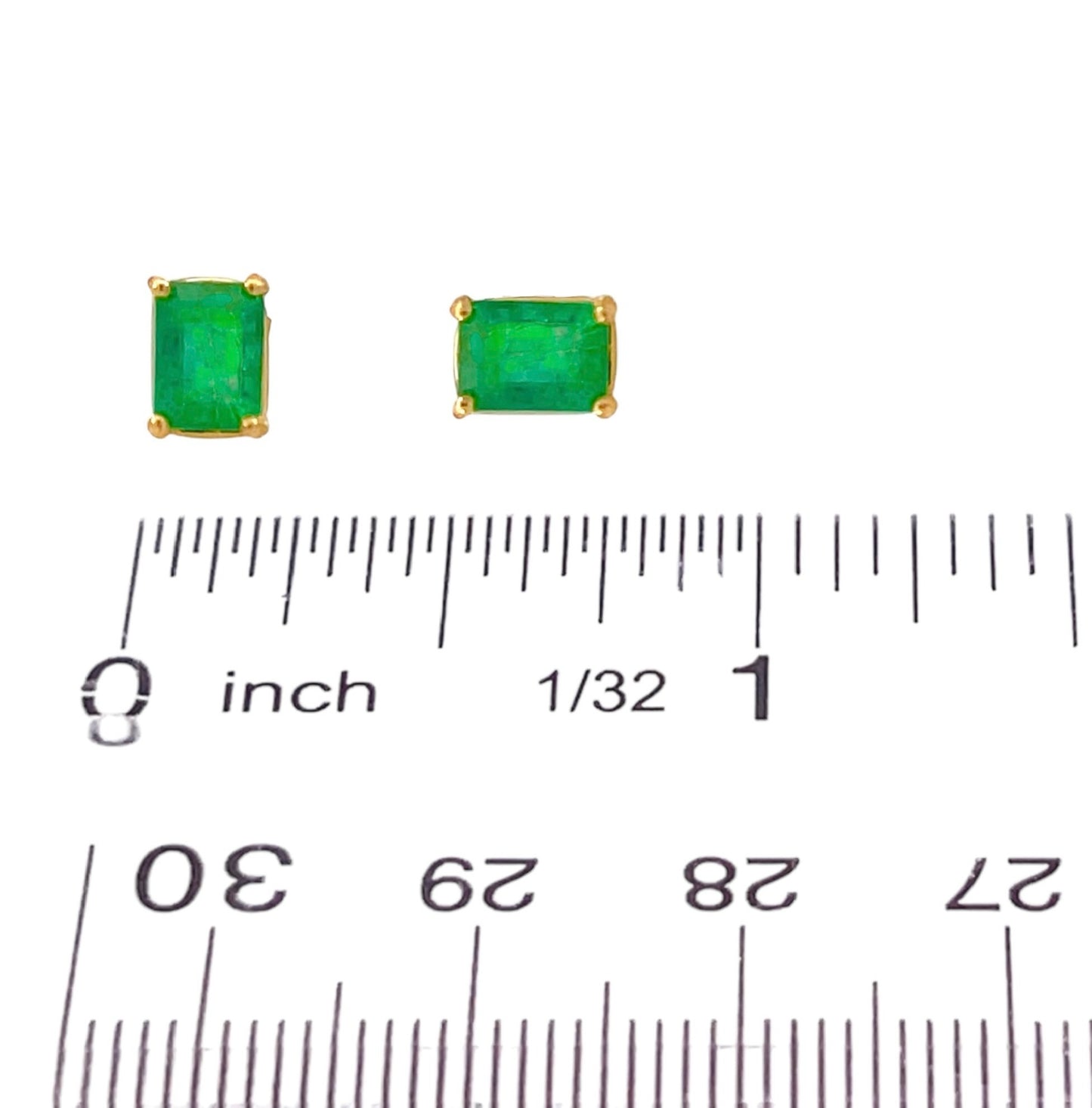 Natural Emerald Stud Earrings 14k Yellow Gold 1.70 TCW Certified $3,490 215623