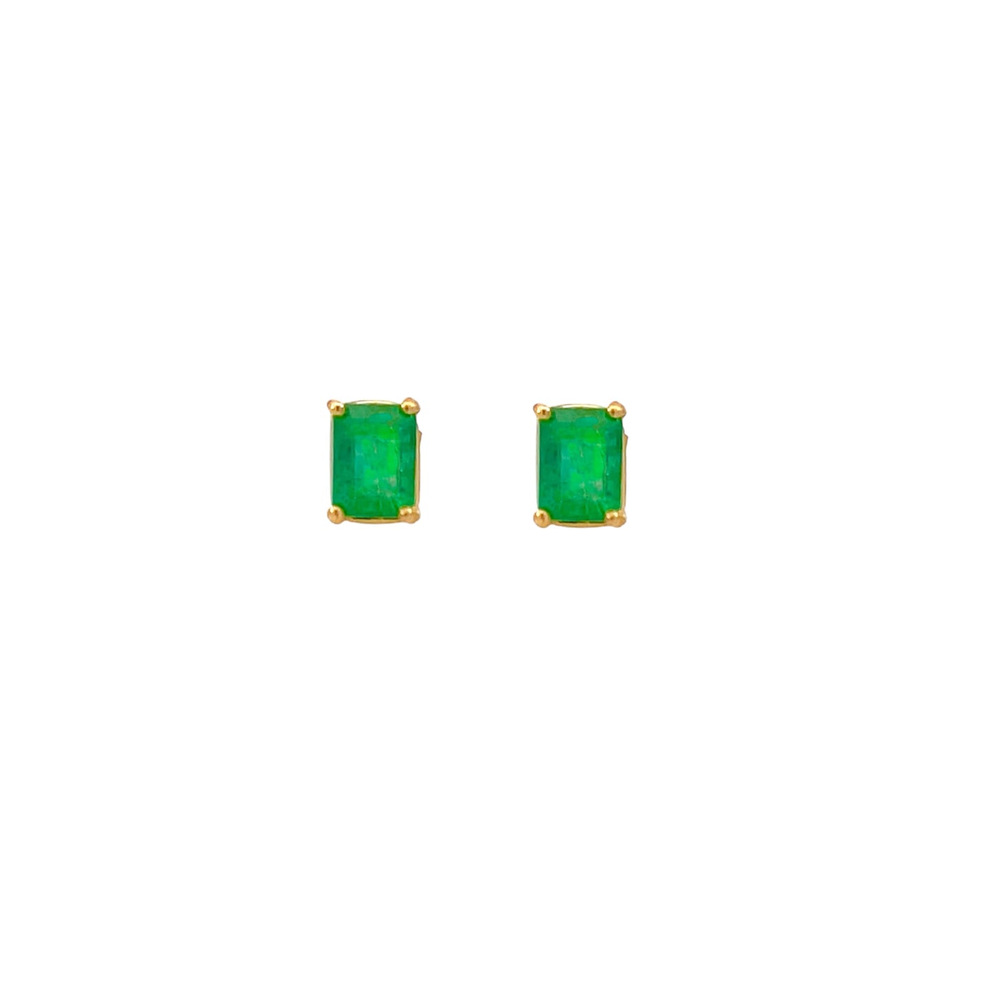 Natural Emerald Stud Earrings 14k Yellow Gold 1.70 TCW Certified $3,490 215623