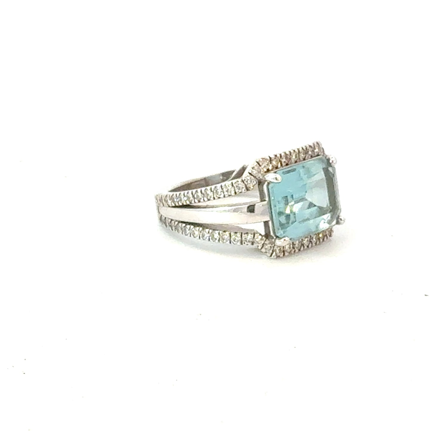 Natural Aquamarine Diamond Ring Size 6 14k Gold 4.66 TCW Certified $5,975 216190