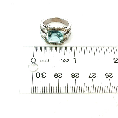 Natural Aquamarine Diamond Ring Size 6 14k Gold 4.66 TCW Certified $5,975 216190