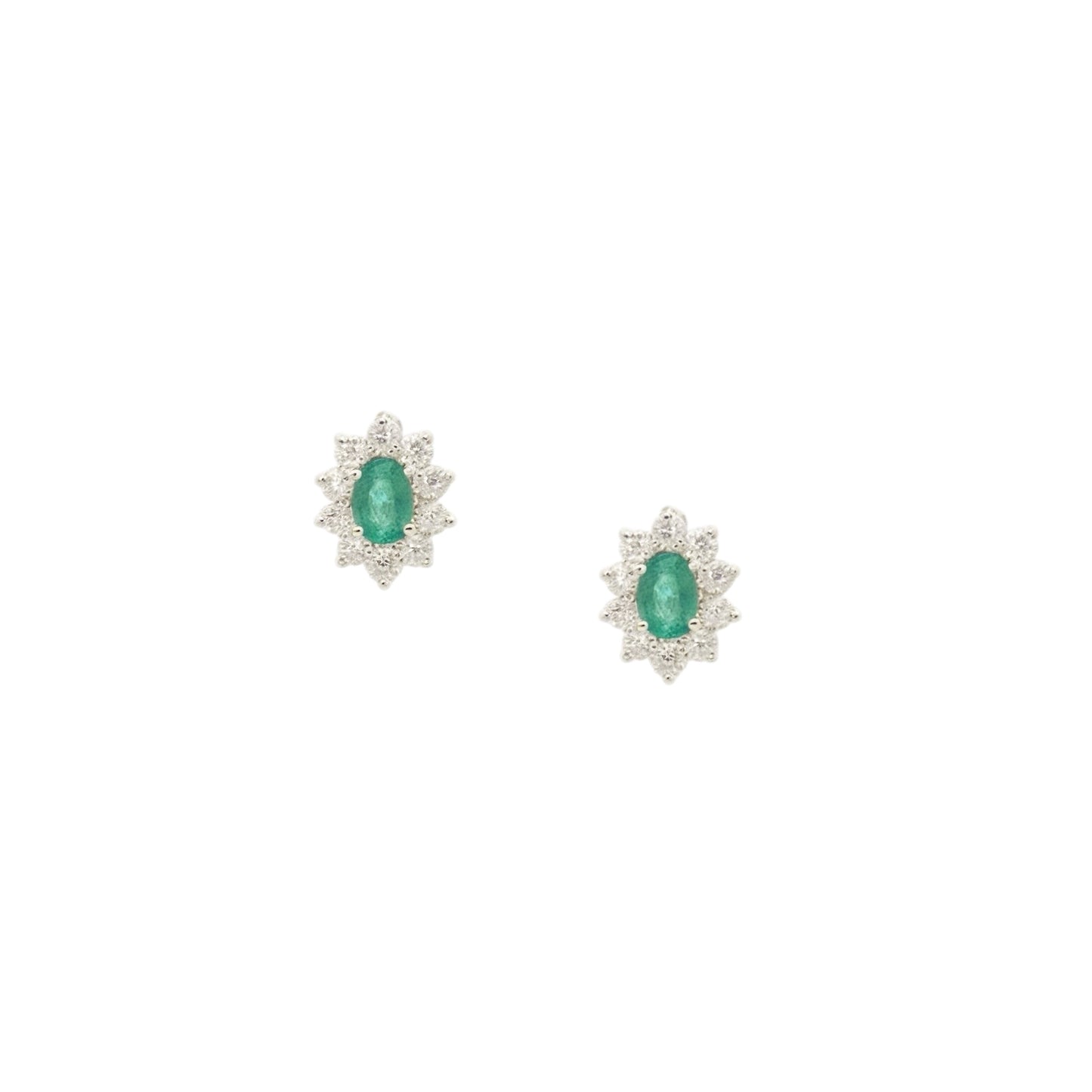 Natural Emerald Diamond Earrings 14k White Gold 2.4 TCW Certified $4,950 219218