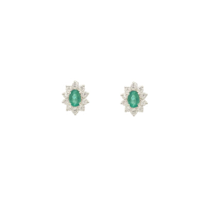 Natural Emerald Diamond Earrings 14k White Gold 2.4 TCW Certified $4,950 219218